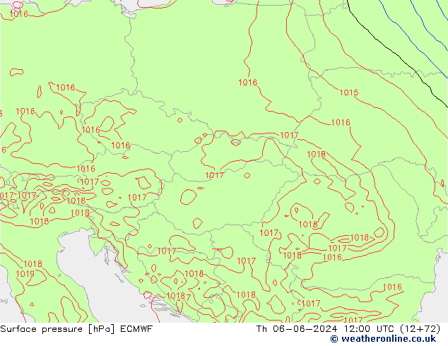 pressão do solo ECMWF Qui 06.06.2024 12 UTC