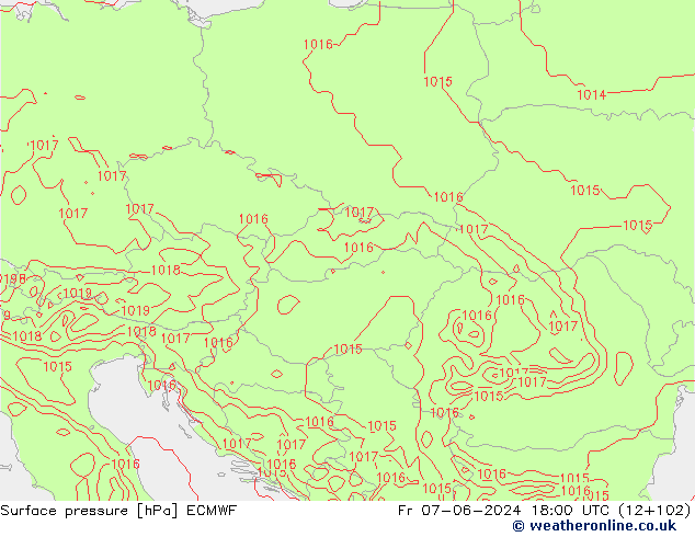 Luchtdruk (Grond) ECMWF vr 07.06.2024 18 UTC