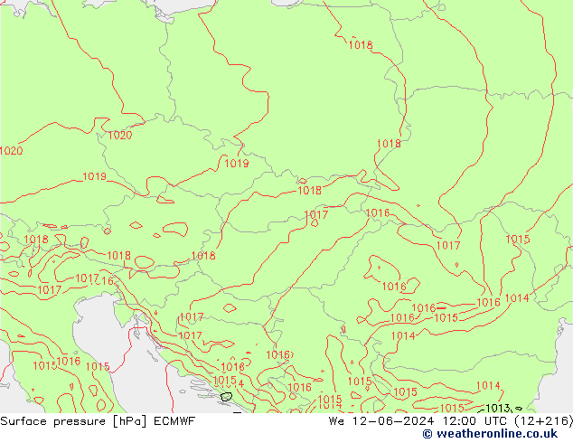 Pressione al suolo ECMWF mer 12.06.2024 12 UTC