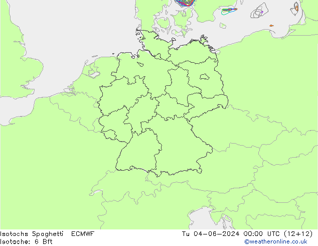 Isotachs Spaghetti ECMWF Tu 04.06.2024 00 UTC