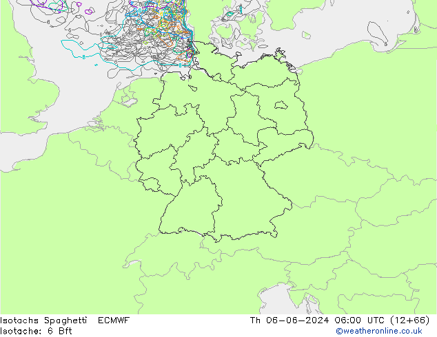 Izotacha Spaghetti ECMWF czw. 06.06.2024 06 UTC