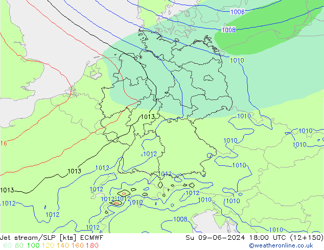 Jet stream/SLP ECMWF Su 09.06.2024 18 UTC