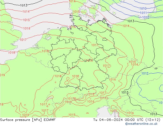 приземное давление ECMWF вт 04.06.2024 00 UTC