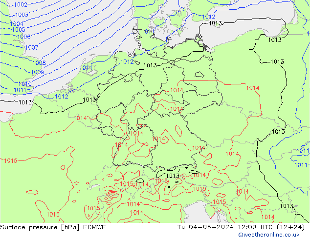 Bodendruck ECMWF Di 04.06.2024 12 UTC