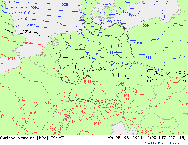 Atmosférický tlak ECMWF St 05.06.2024 12 UTC