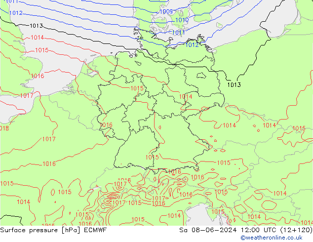 pressão do solo ECMWF Sáb 08.06.2024 12 UTC