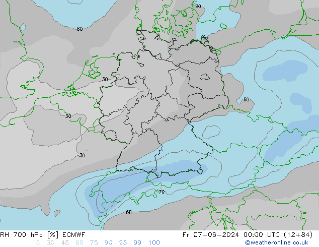 RH 700 hPa ECMWF Fr 07.06.2024 00 UTC