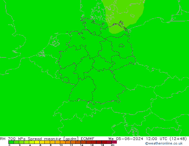 RH 700 hPa Spread ECMWF Mi 05.06.2024 12 UTC