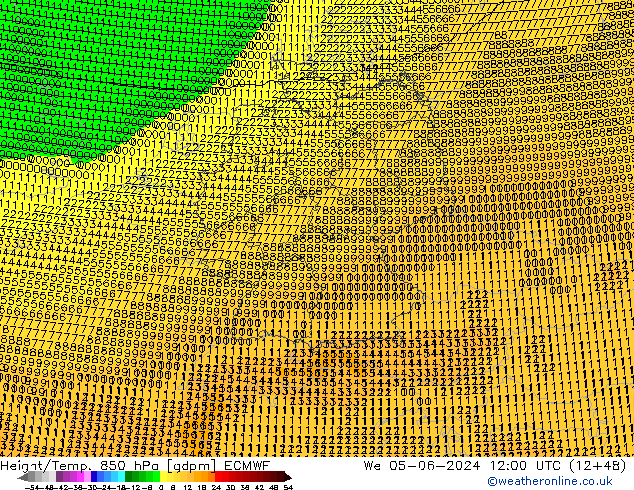 Height/Temp. 850 hPa ECMWF We 05.06.2024 12 UTC