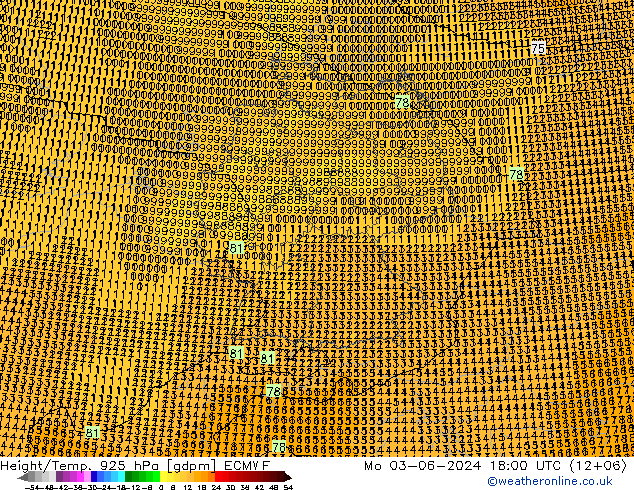 Height/Temp. 925 hPa ECMWF Mo 03.06.2024 18 UTC