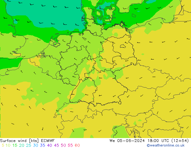 Surface wind ECMWF We 05.06.2024 18 UTC