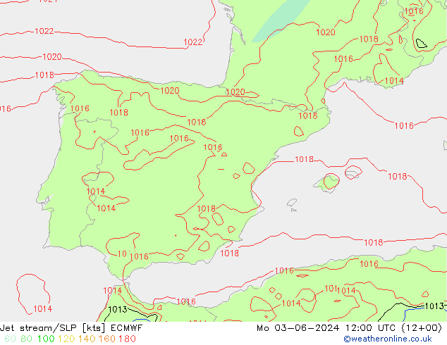 Corrente a getto ECMWF lun 03.06.2024 12 UTC