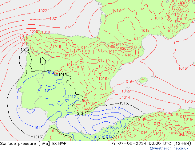 Surface pressure ECMWF Fr 07.06.2024 00 UTC