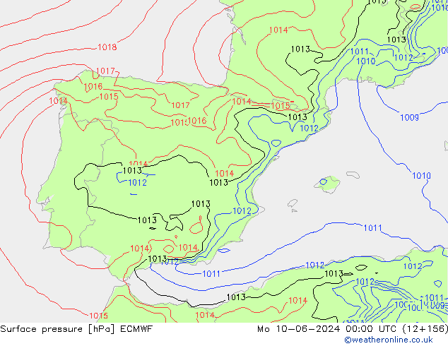 Surface pressure ECMWF Mo 10.06.2024 00 UTC