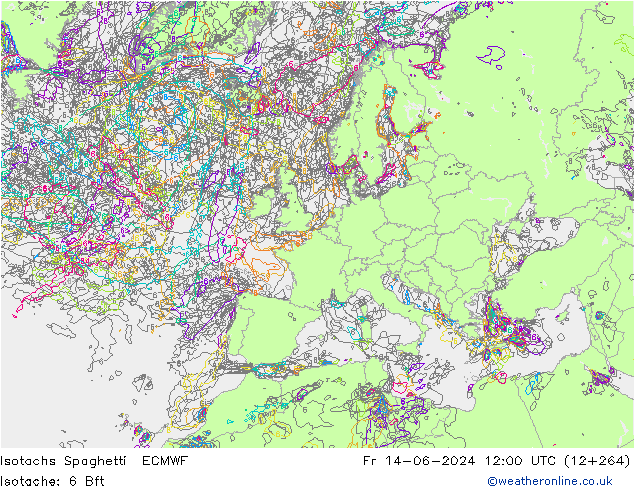 Isotachen Spaghetti ECMWF Fr 14.06.2024 12 UTC