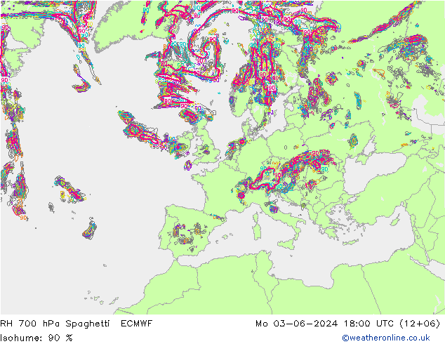 700 hPa Nispi Nem Spaghetti ECMWF Pzt 03.06.2024 18 UTC