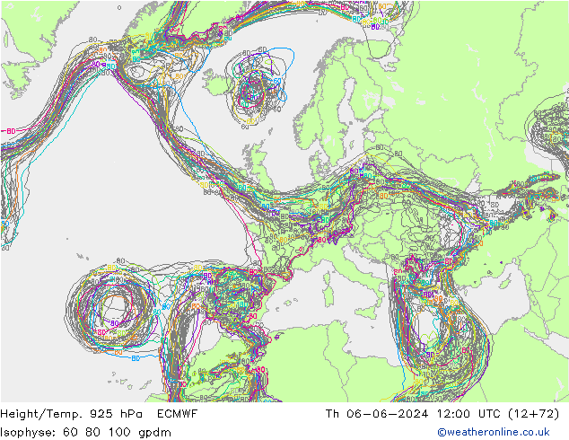 Hoogte/Temp. 925 hPa ECMWF do 06.06.2024 12 UTC