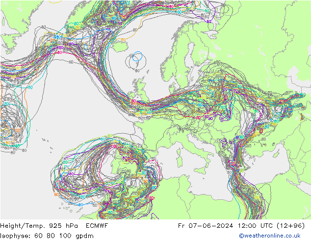 Hoogte/Temp. 925 hPa ECMWF vr 07.06.2024 12 UTC