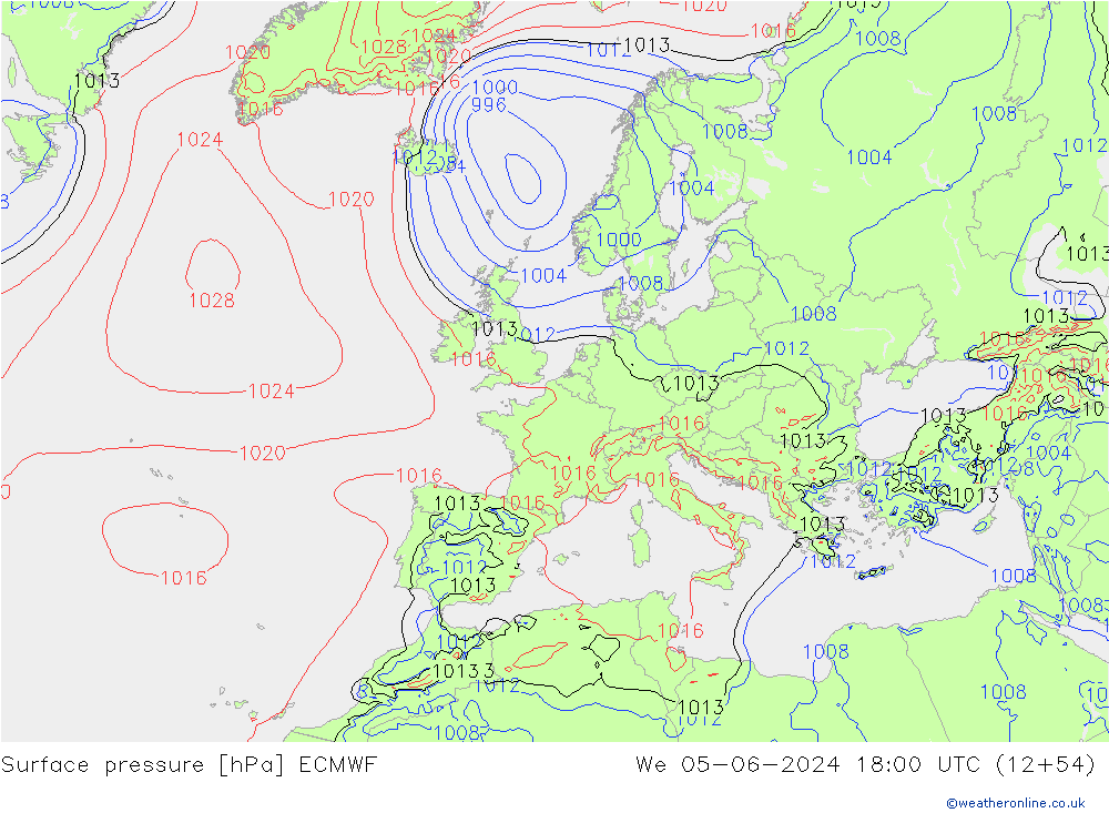 Pressione al suolo ECMWF mer 05.06.2024 18 UTC