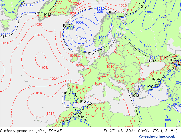 приземное давление ECMWF пт 07.06.2024 00 UTC