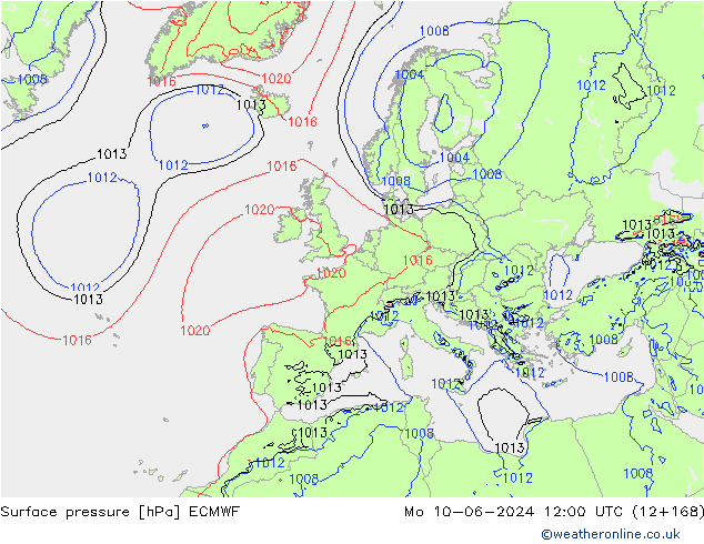 Yer basıncı ECMWF Pzt 10.06.2024 12 UTC