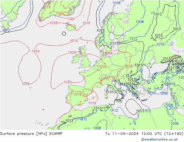 приземное давление ECMWF вт 11.06.2024 12 UTC