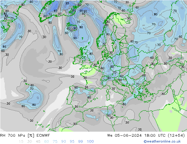 RH 700 hPa ECMWF We 05.06.2024 18 UTC