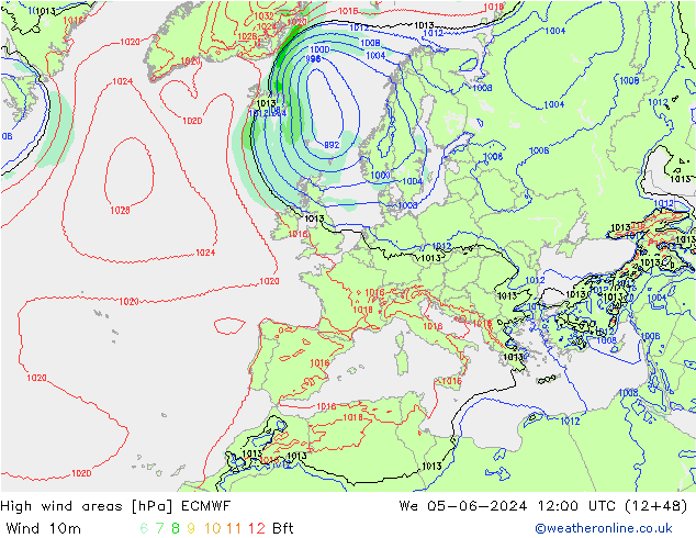 Sturmfelder ECMWF Mi 05.06.2024 12 UTC