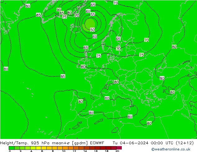 Height/Temp. 925 hPa ECMWF Ter 04.06.2024 00 UTC