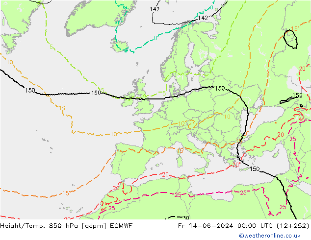 Height/Temp. 850 hPa ECMWF Fr 14.06.2024 00 UTC