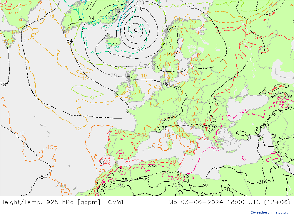 Géop./Temp. 925 hPa ECMWF lun 03.06.2024 18 UTC