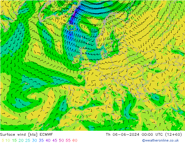 ветер 10 m ECMWF чт 06.06.2024 00 UTC