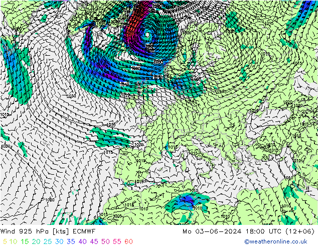 Wind 925 hPa ECMWF Po 03.06.2024 18 UTC