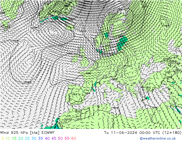 Viento 925 hPa ECMWF mar 11.06.2024 00 UTC