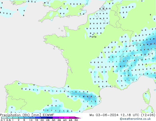 Yağış (6h) ECMWF Pzt 03.06.2024 18 UTC