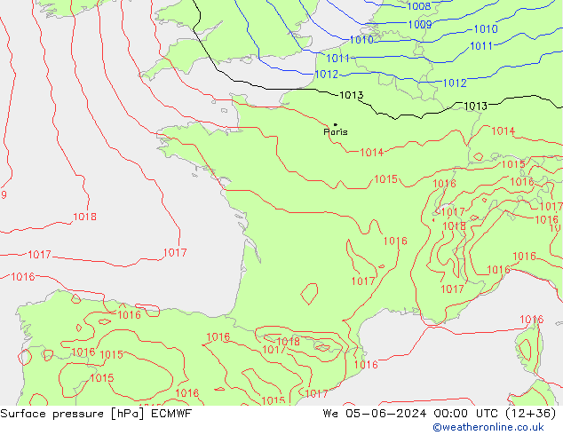 Pressione al suolo ECMWF mer 05.06.2024 00 UTC