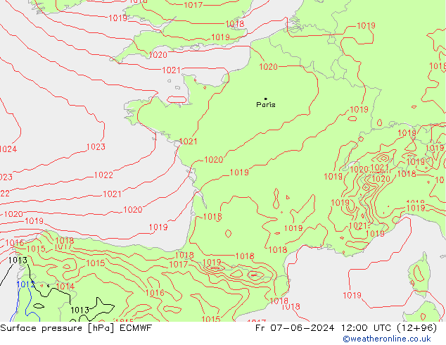 Pressione al suolo ECMWF ven 07.06.2024 12 UTC