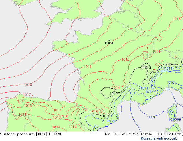 pression de l'air ECMWF lun 10.06.2024 00 UTC