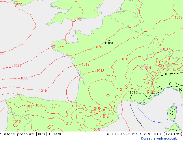 ciśnienie ECMWF wto. 11.06.2024 00 UTC