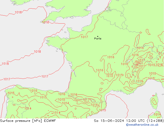 приземное давление ECMWF сб 15.06.2024 12 UTC