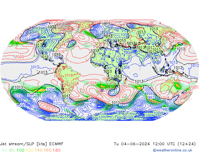 Straalstroom/SLP ECMWF di 04.06.2024 12 UTC