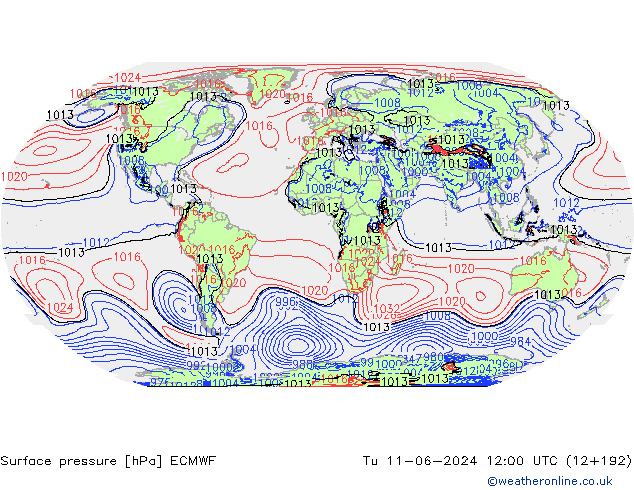 Bodendruck ECMWF Di 11.06.2024 12 UTC