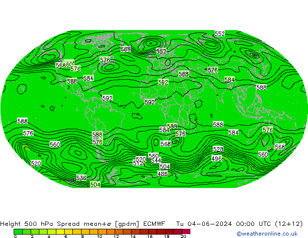 Height 500 hPa Spread ECMWF Tu 04.06.2024 00 UTC