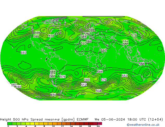 Height 500 hPa Spread ECMWF We 05.06.2024 18 UTC