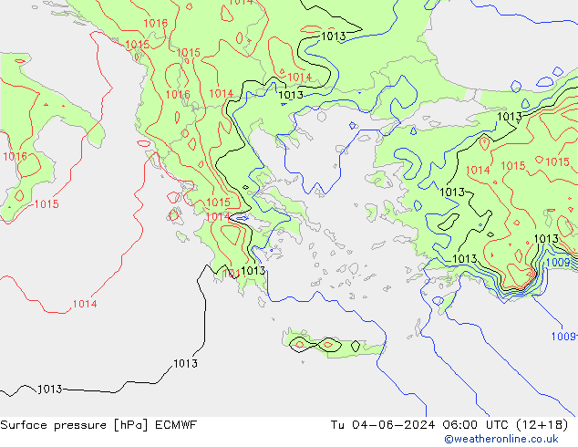 Surface pressure ECMWF Tu 04.06.2024 06 UTC