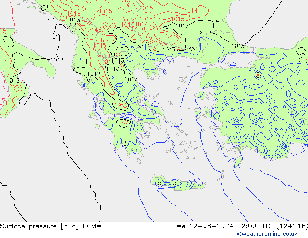 Atmosférický tlak ECMWF St 12.06.2024 12 UTC