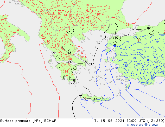 pressão do solo ECMWF Ter 18.06.2024 12 UTC