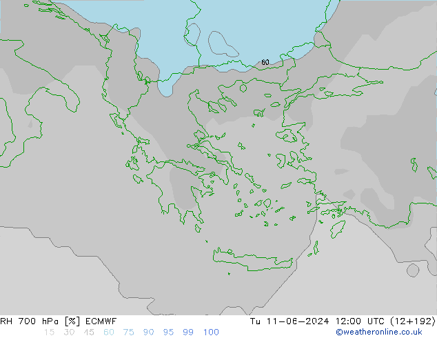 RV 700 hPa ECMWF di 11.06.2024 12 UTC