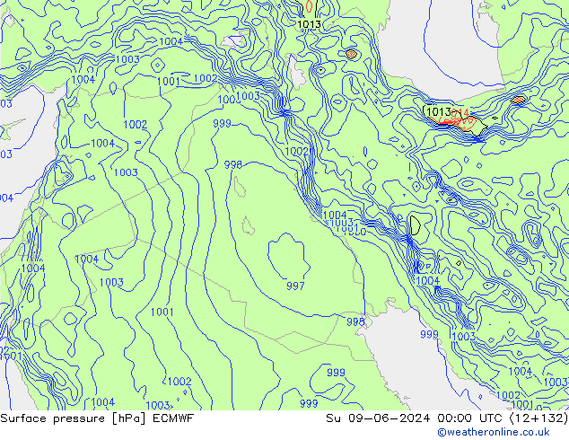 pressão do solo ECMWF Dom 09.06.2024 00 UTC