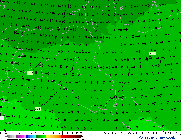 Géop./Temp. 500 hPa ECMWF lun 10.06.2024 18 UTC